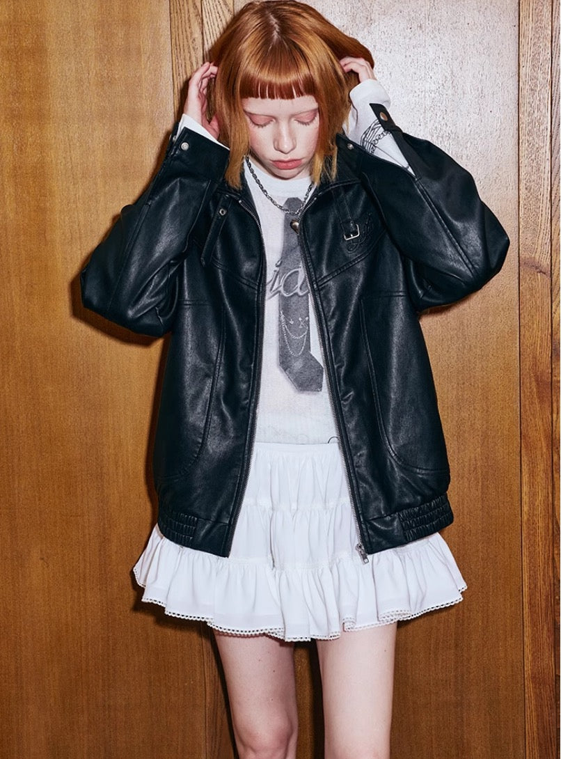 DIDDIMODA ネクタイ柄プリント シースルー長袖トップス