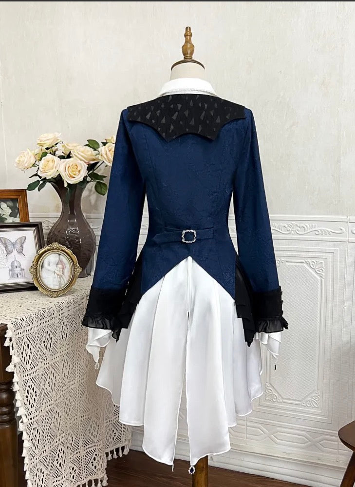 Spider Web Jacquard Prince Lolita Set Up with Frilled Hemline