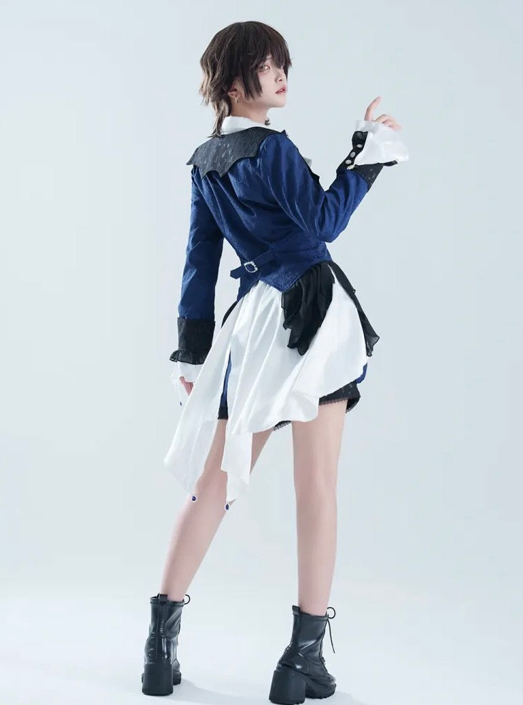 Spider Web Jacquard Prince Lolita Set Up with Frilled Hemline