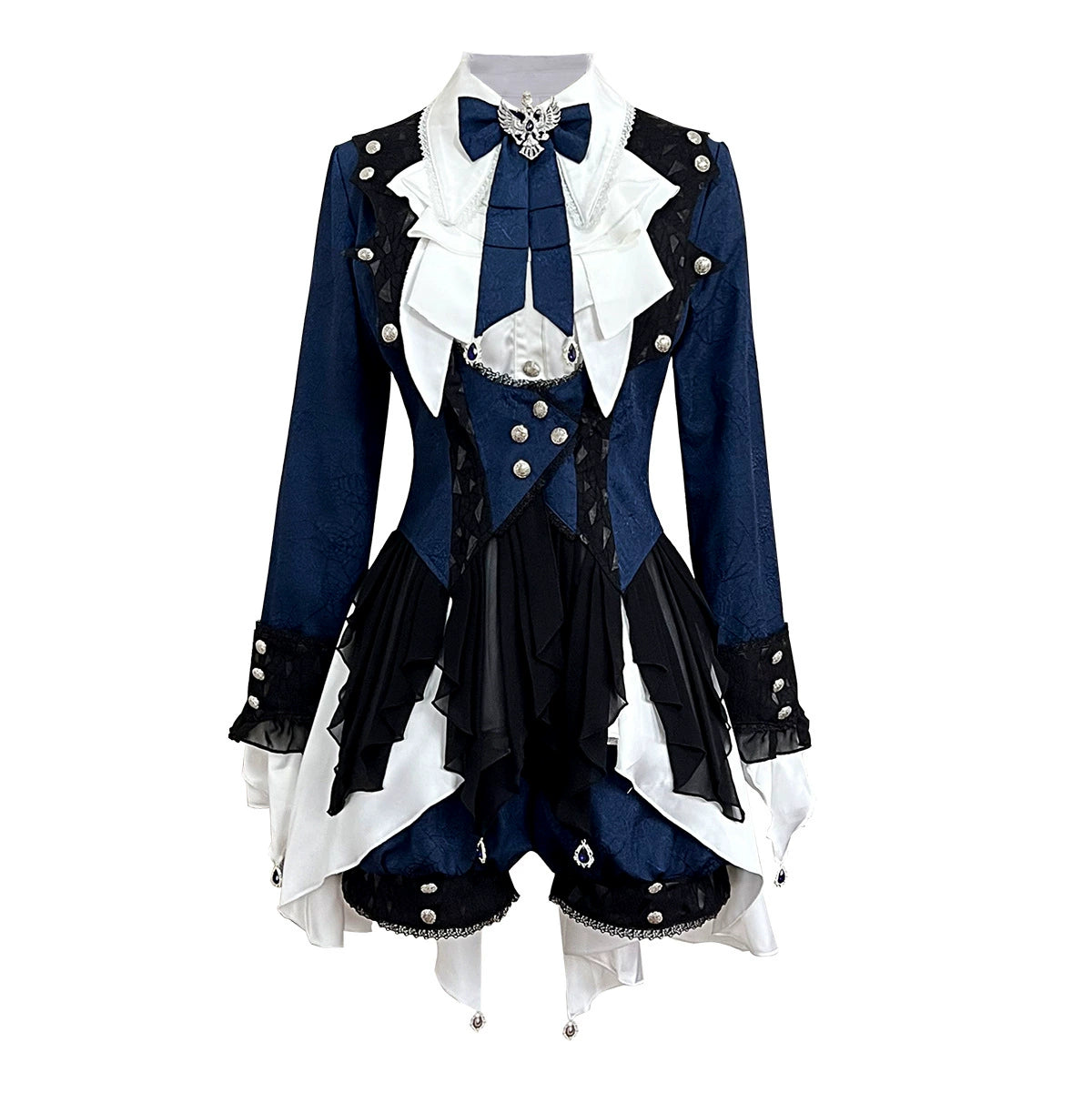 Spider Web Jacquard Prince Lolita Set Up with Frilled Hemline