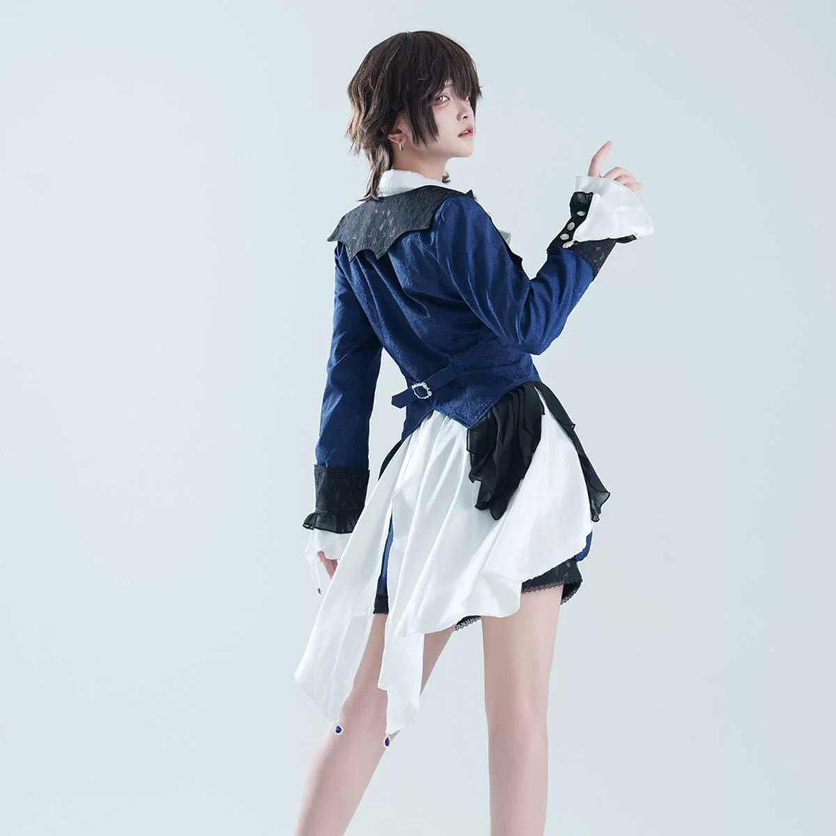 Spider Web Jacquard Prince Lolita Set Up with Frilled Hemline