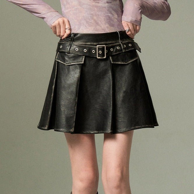 DIDDI MODA レトロプリーツレザースカート - grimoire