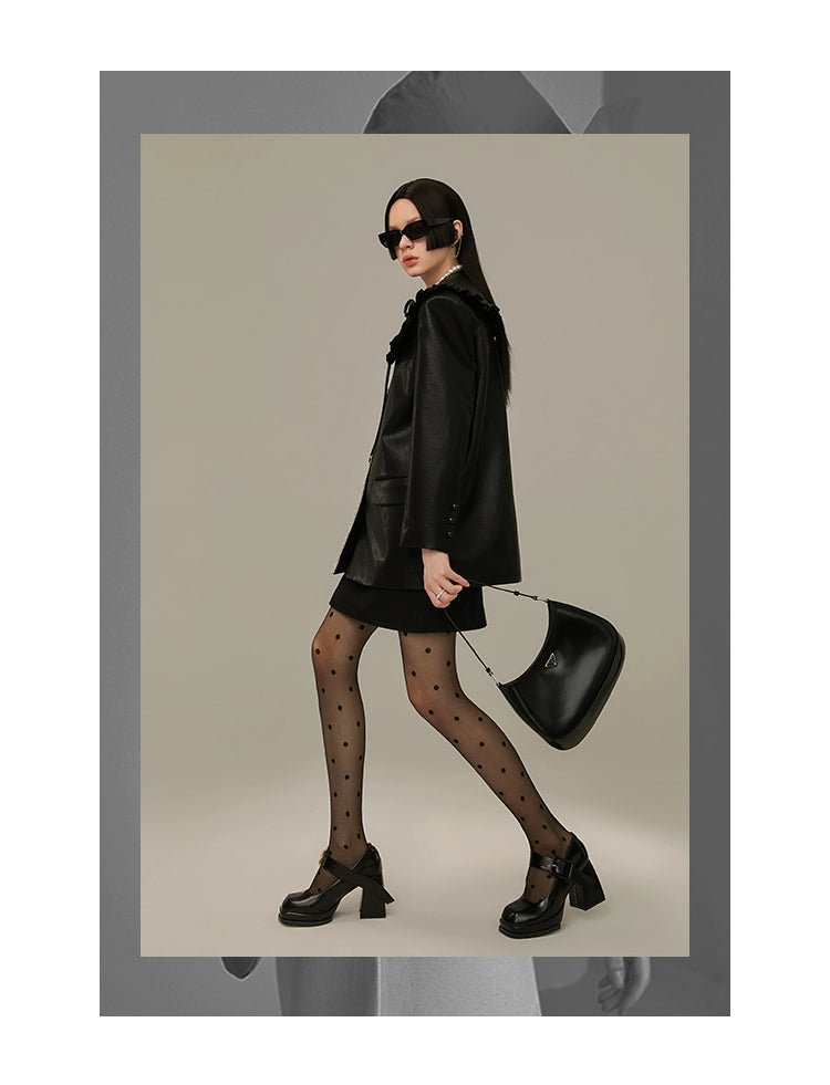 DIDDI MODA 甘くてクールな2WAY レザージャケット ビッグカラー - grimoire