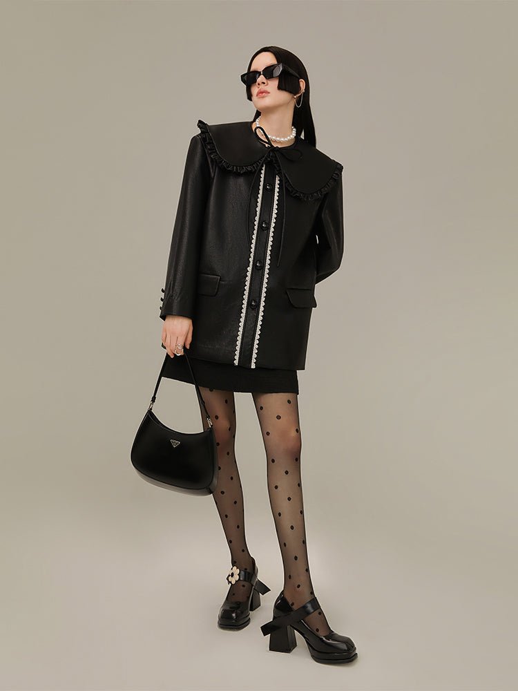 DIDDI MODA 甘くてクールな2WAY レザージャケット ビッグカラー - grimoire