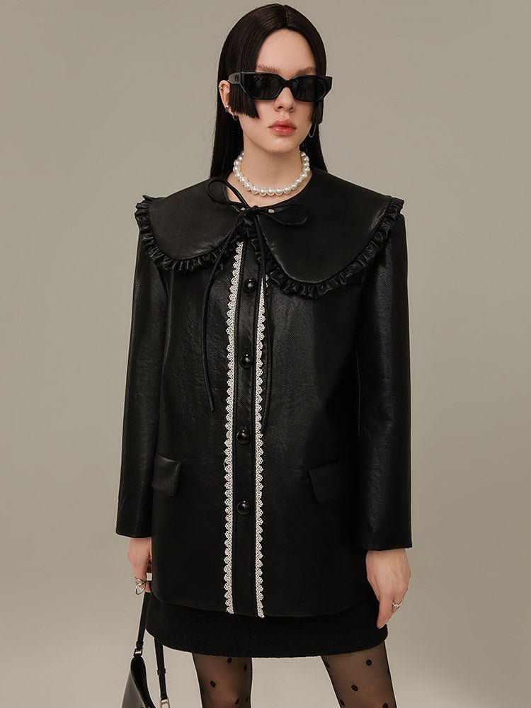 DIDDI MODA 甘くてクールな2WAY レザージャケット ビッグカラー - grimoire