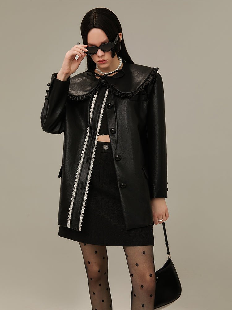 DIDDI MODA 甘くてクールな2WAY レザージャケット ビッグカラー - grimoire
