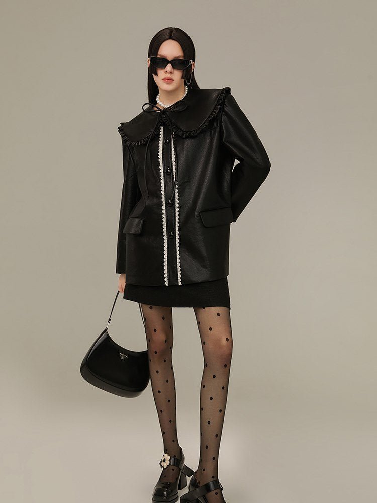 DIDDI MODA 甘くてクールな2WAY レザージャケット ビッグカラー - grimoire