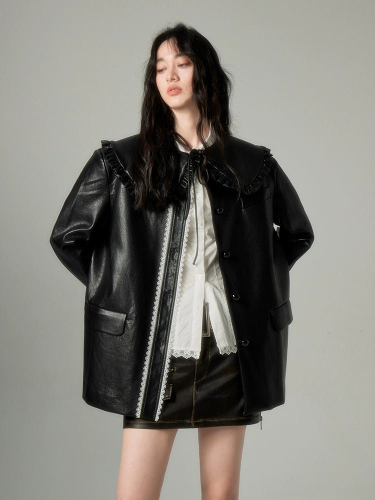 DIDDI MODA 甘くてクールな2WAY レザージャケット ビッグカラー - grimoire