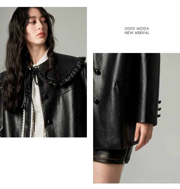 DIDDI MODA 甘くてクールな2WAY レザージャケット ビッグカラー - grimoire
