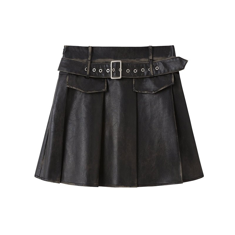 DIDDI MODA レトロプリーツレザースカート - grimoire