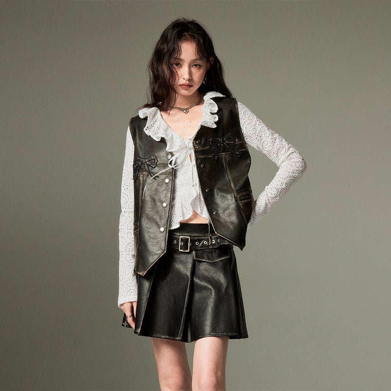 DIDDI MODA レトロプリーツレザースカート - grimoire
