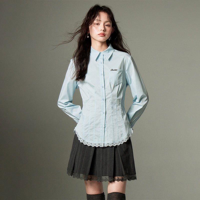 DIDDI MODA 海外ガール風Y2Kレースシャツ カレッジスタイル 長袖 - grimoire