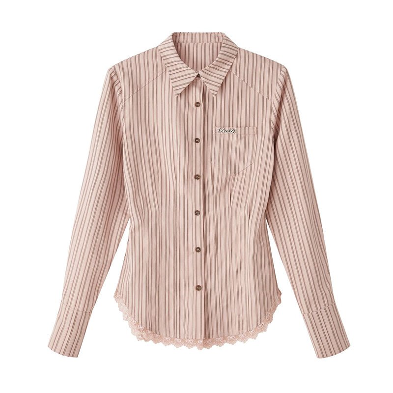 DIDDI MODA 海外ガール風Y2Kレースシャツ カレッジスタイル 長袖 - grimoire