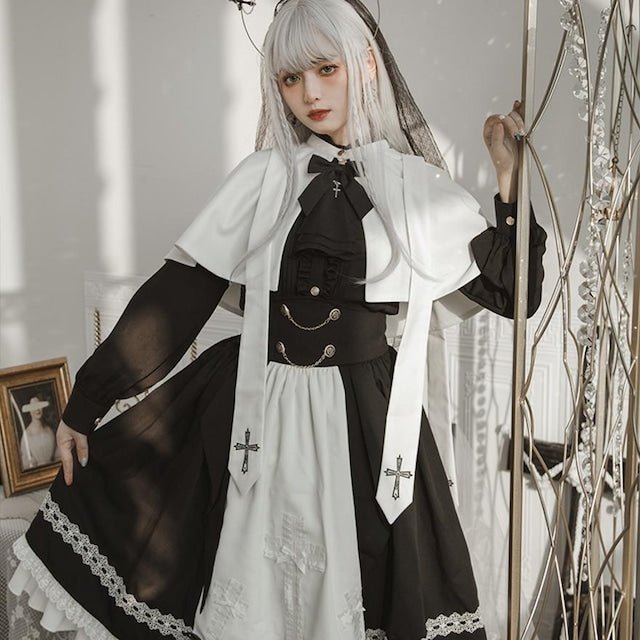 holy college 魔法学園の皇子と聖女 ゴシック十字ケープ付きハイウエストボトムセット - grimoire