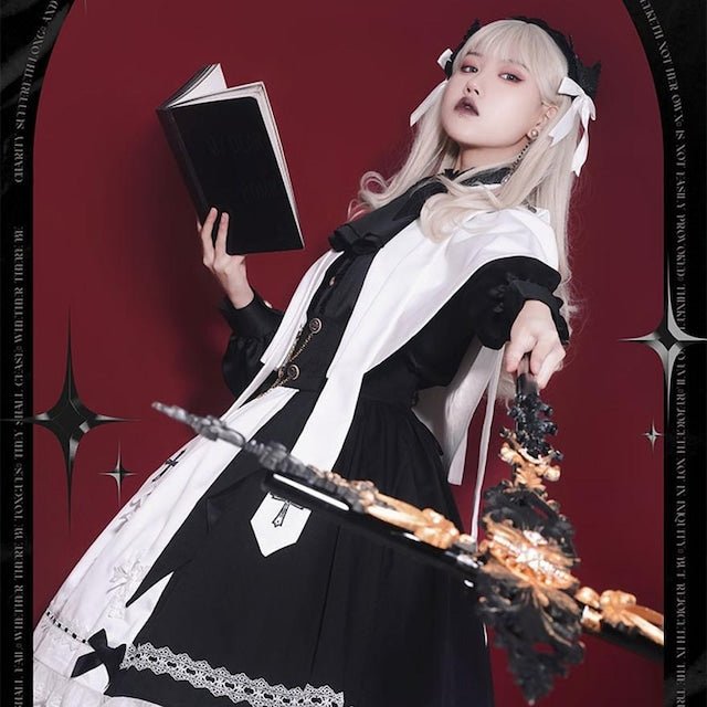 holy college 魔法学園の皇子と聖女 ゴシック十字ケープ付きハイウエストボトムセット - grimoire
