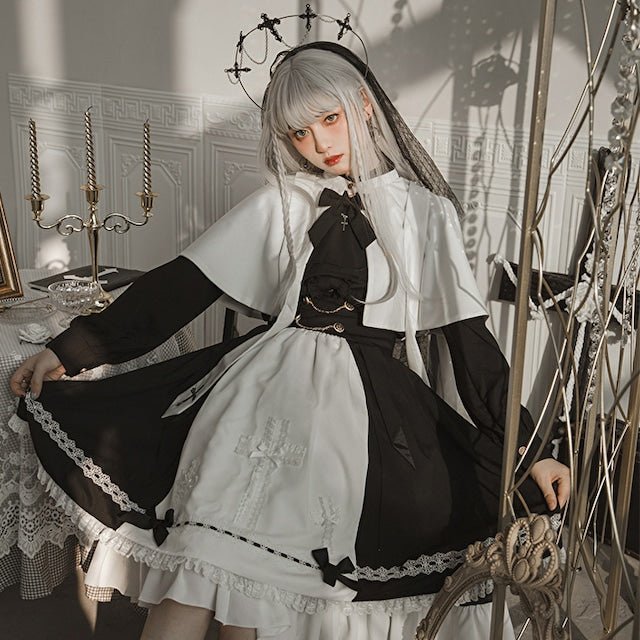 holy college 魔法学園の皇子と聖女 ゴシック十字ケープ付きハイウエストボトムセット - grimoire