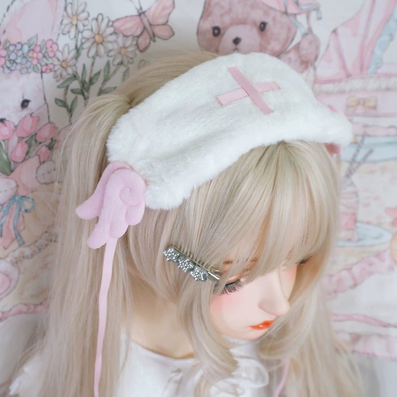 天使界隈 ココロを癒す もふもふ天使の羽付きヘッドドレス 水色界隈 - grimoire