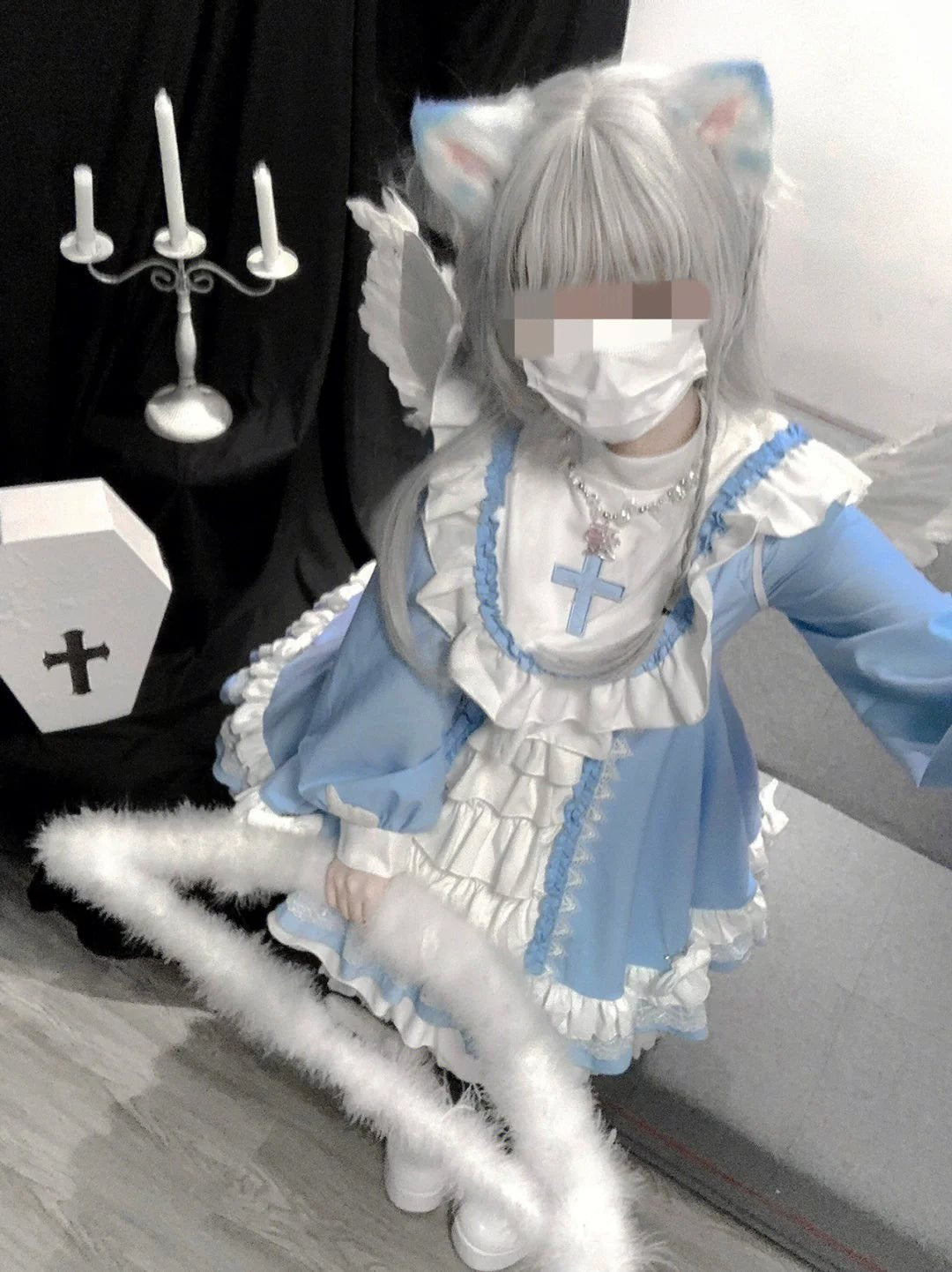 天使界隈 ゴシック修道女風ワンピース 水色界隈 - grimoire