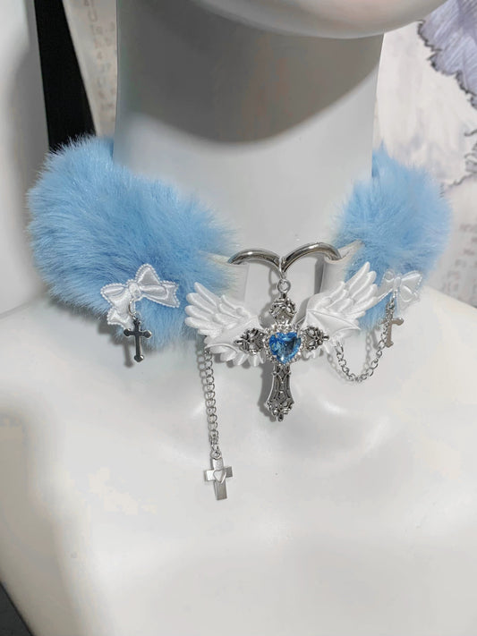 天使界隈 水色界隈 天使の羽とファーのチョーカー - grimoire