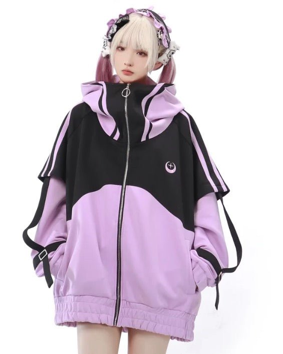 月と星が煌めくサイバー風 長袖ジャージセットアップ 水色界隈 天使界隈 サブカル天使 - grimoire