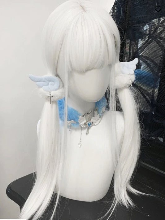 天使界隈 水色界隈 天使の羽とファーのヘアゴム - grimoire