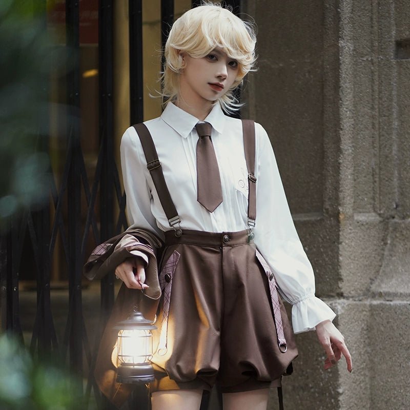 上品なウサギ探偵王子 ベスト・ショートパンツ・半袖ロリータブラウス - grimoire