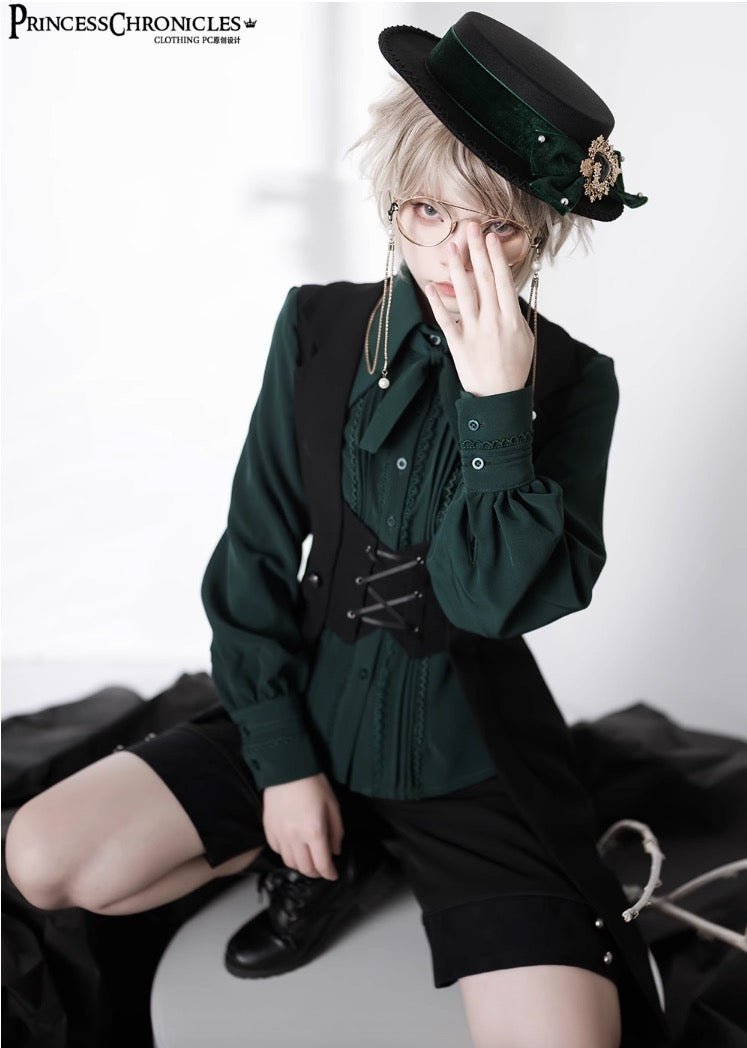 貴族のレースアップロングジレ 男装令嬢 皇子系ベスト メンズ有り - grimoire