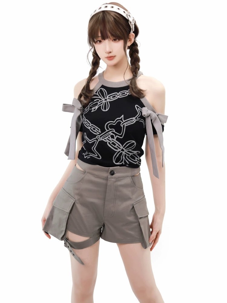 オフショルダー バレエコアトップス&カットパラシュートパンツ - grimoire