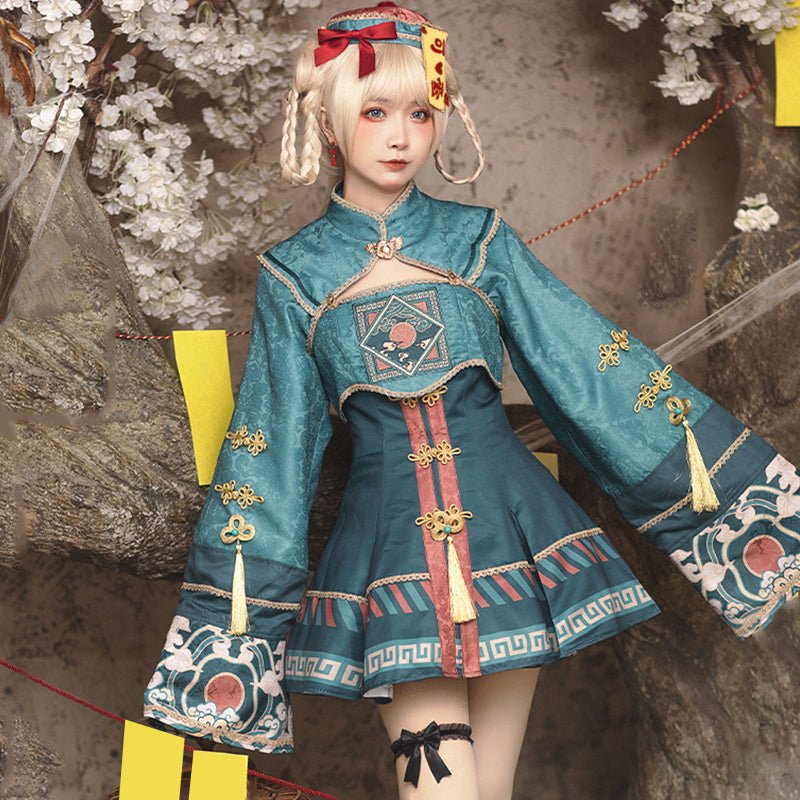 中国のゾンビ キョンシーのドレスとお札の帽子 - grimoire