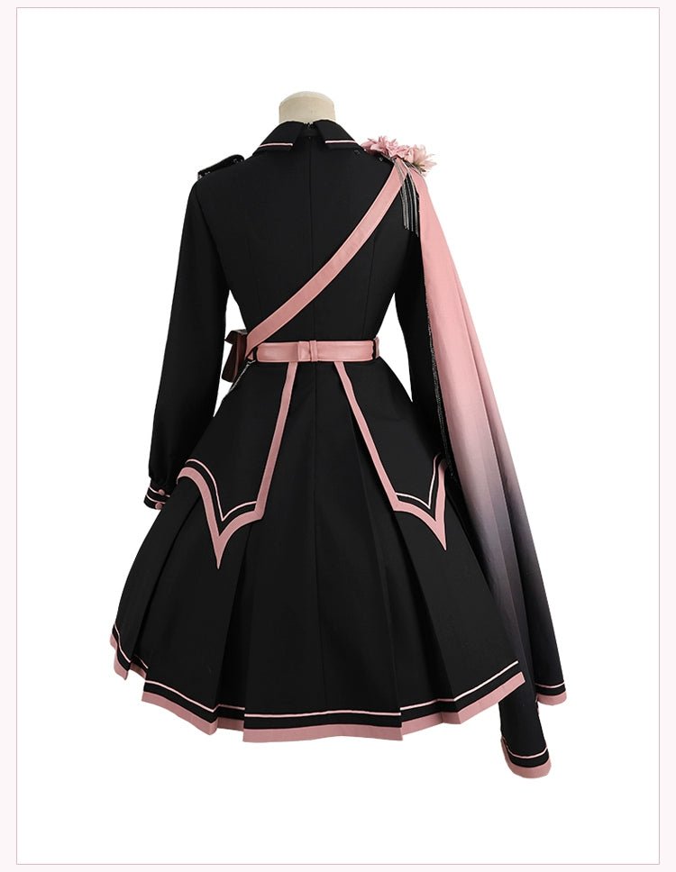 暗闇に咲く夜桜のミリタリーロリータワンピース 外套セットアップ - grimoire