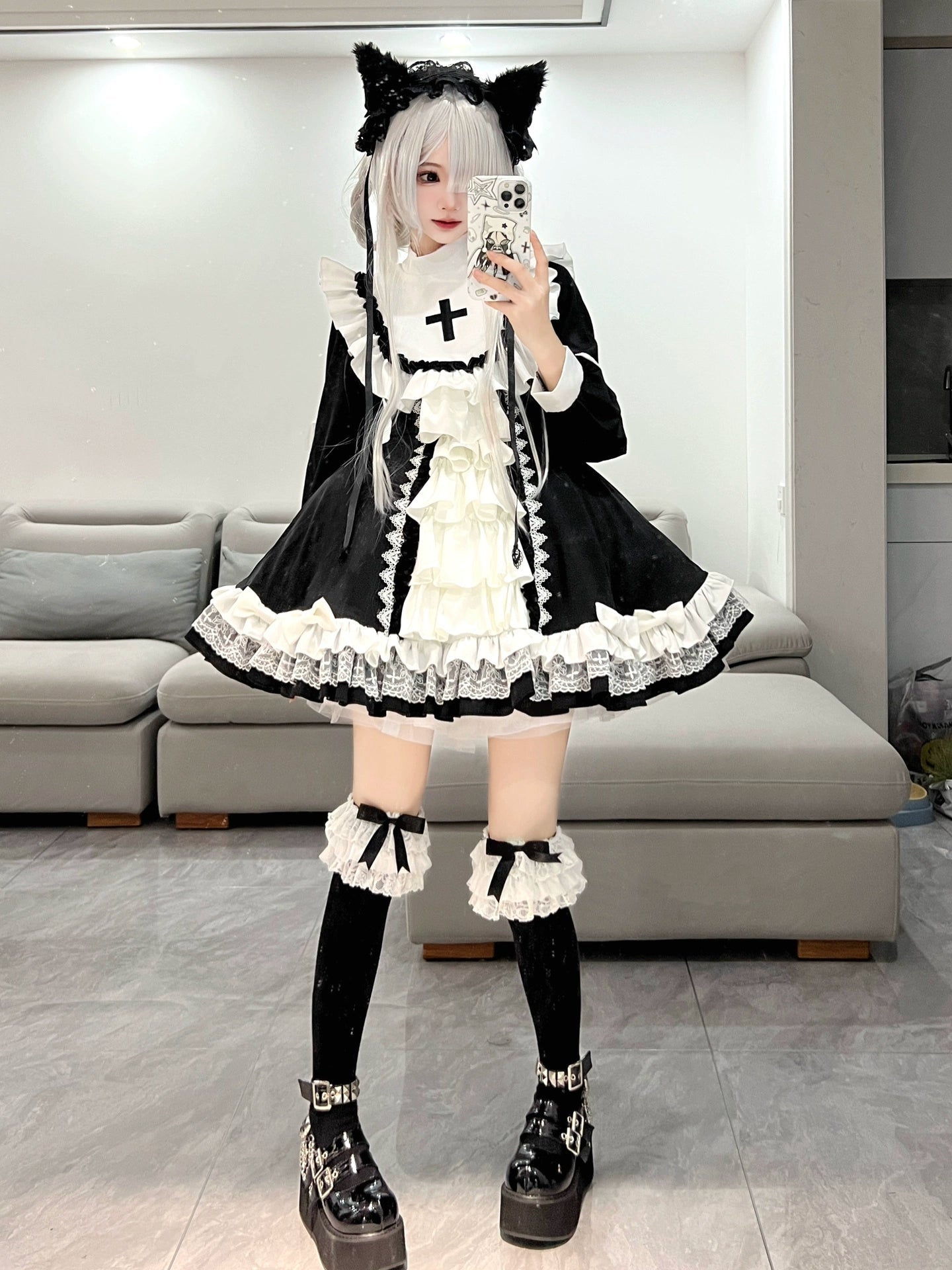 天使界隈 ゴシック修道女風ワンピース 水色界隈 - grimoire