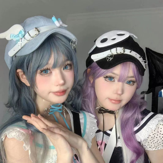 天使界隈 水色界隈 羽とパンダの帽子 キャスケットハット - grimoire