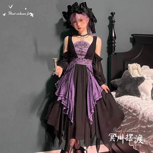 ハンカチーフヘムの魔女カラーワンピース ハロウィンパーティにも - grimoire
