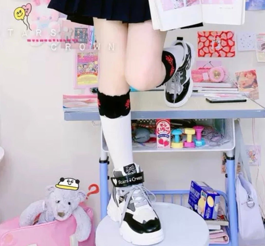 天使界隈 ハイカット厚底スニーカー ベルトストラップ - grimoire
