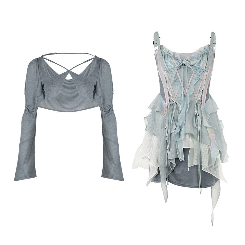 虹色の精霊 フリルドレス & ショートカーディガン - grimoire