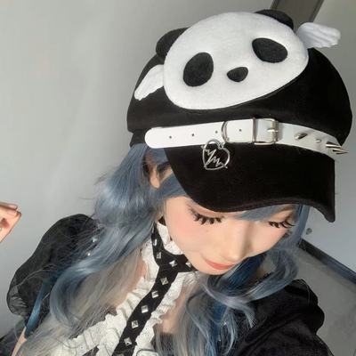 天使界隈 水色界隈 羽とパンダの帽子 キャスケットハット - grimoire