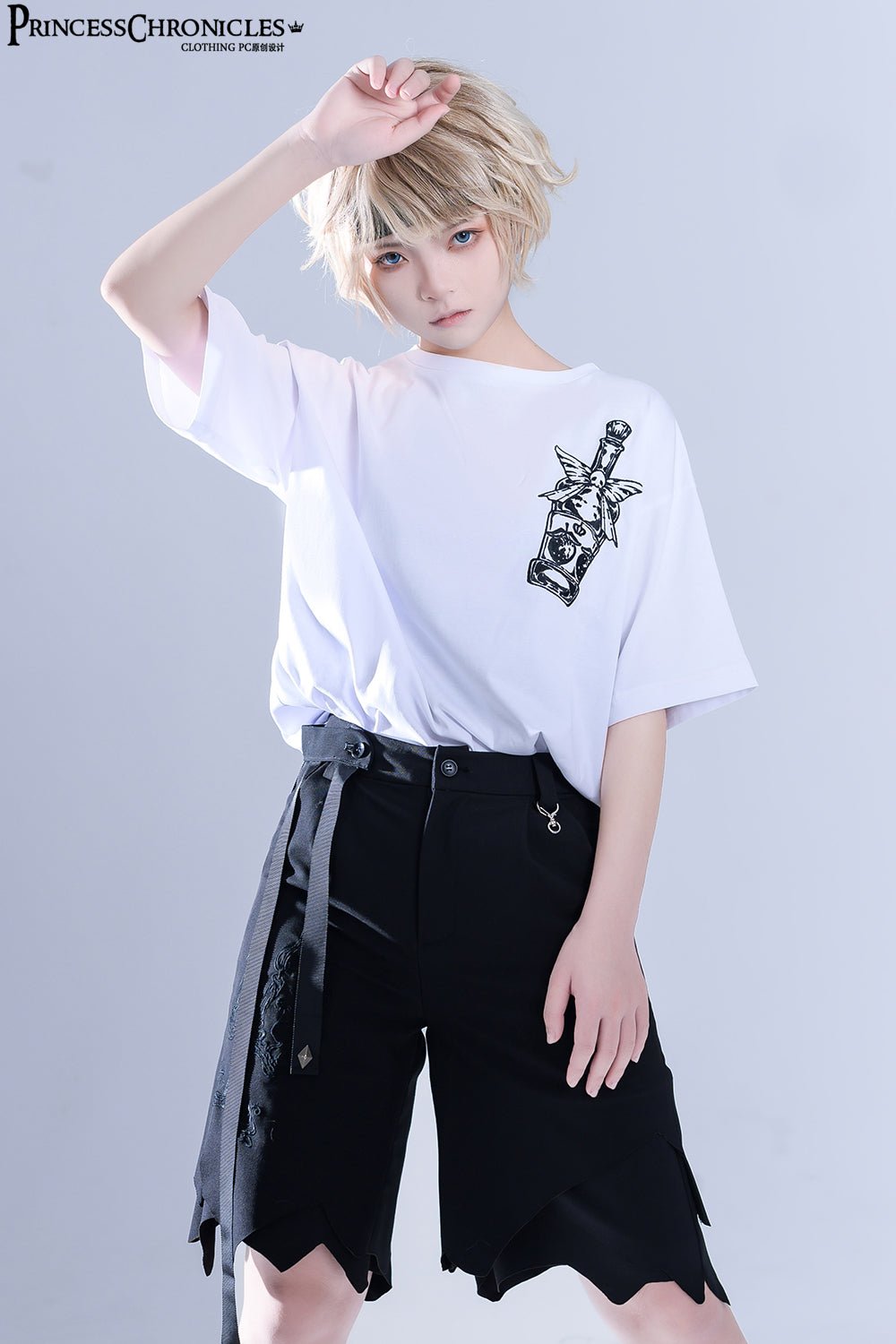 ブラック皇子系ショートパンツ イレギュラーヘム - grimoire