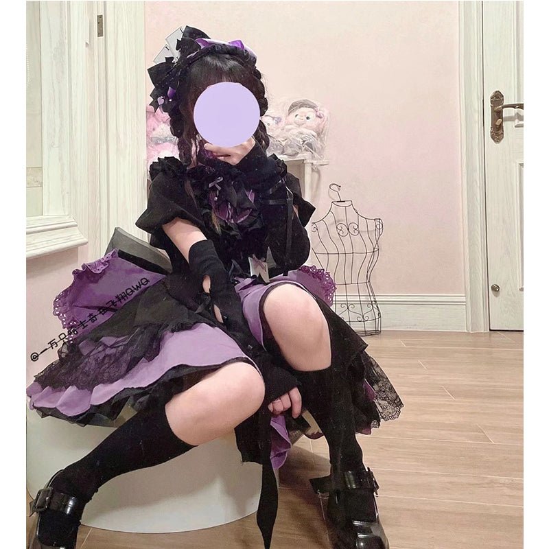 魔法少女 大きなバッグビッグリボンのティアードワンピース - grimoire