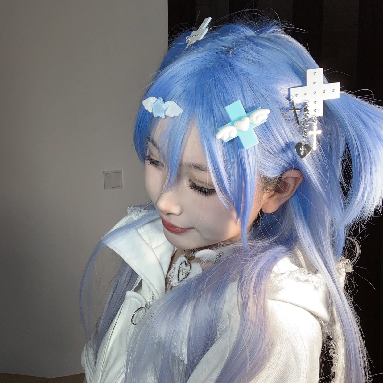 天使界隈 水色界隈 天使の羽のクロスウィングヘアクリップ - grimoire