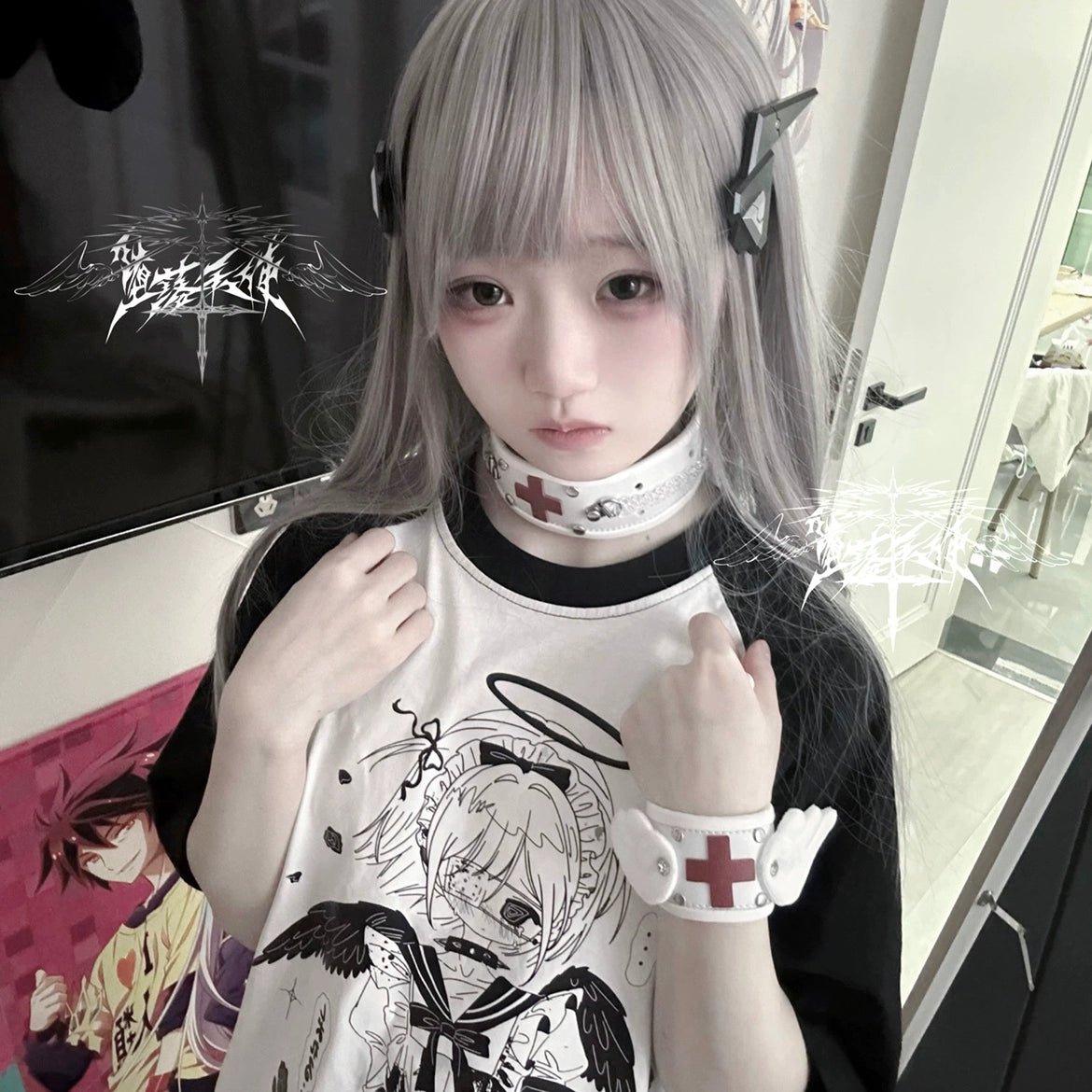 天使界隈 天使の羽と十字架ブレスレット - grimoire