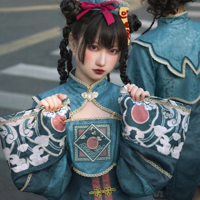 中国のゾンビ キョンシーのドレスとお札の帽子 - grimoire