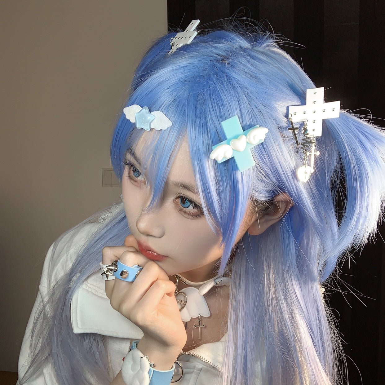 天使界隈 水色界隈 天使の羽のクロスウィングヘアクリップ - grimoire