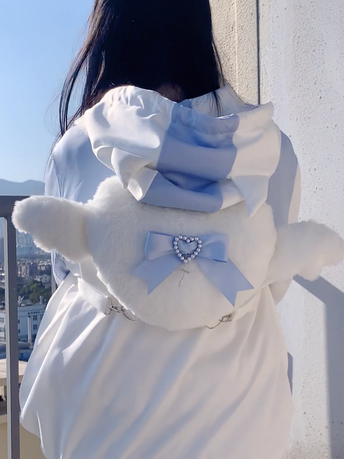 天使界隈 もこもこ天使の羽付き ハートのミニリュック - grimoire