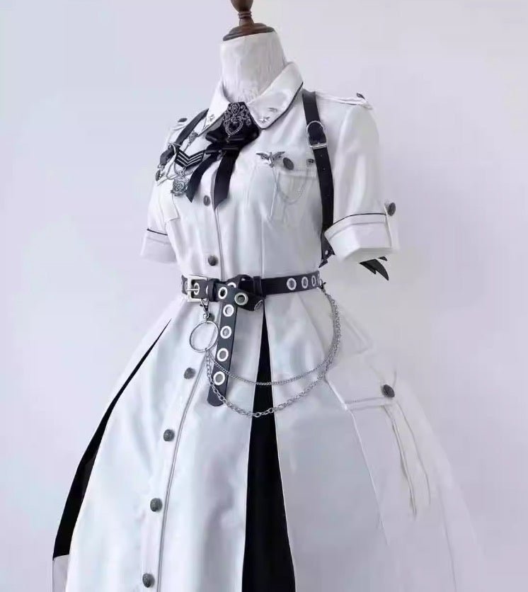 ミリタリーテイストの半袖ロリィタワンピース - grimoire