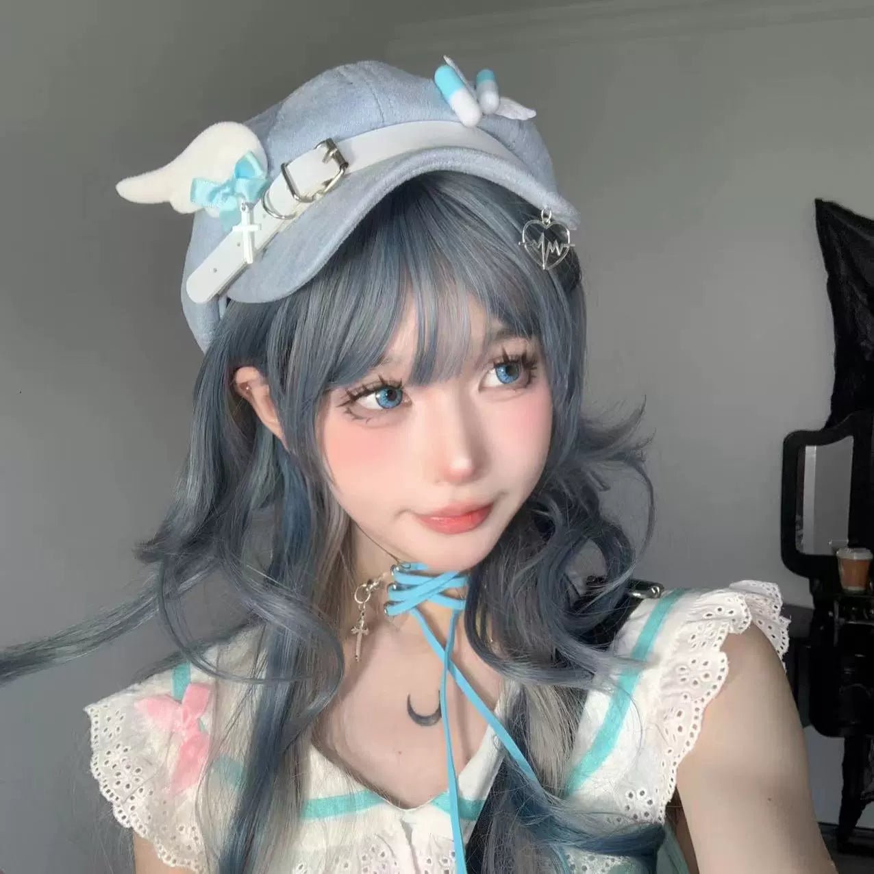 天使界隈 水色界隈 羽とパンダの帽子 キャスケットハット - grimoire
