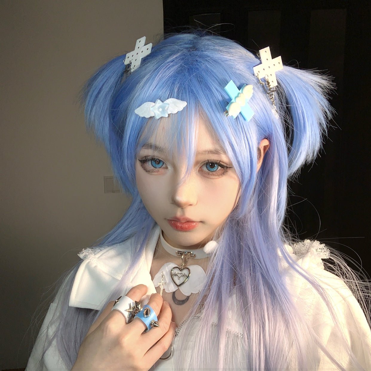 天使界隈 水色界隈 天使の羽のクロスウィングヘアクリップ - grimoire