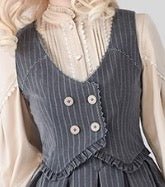 英国令嬢のハイウエストスカートとベスト ハイネックリボンブラウス - grimoire