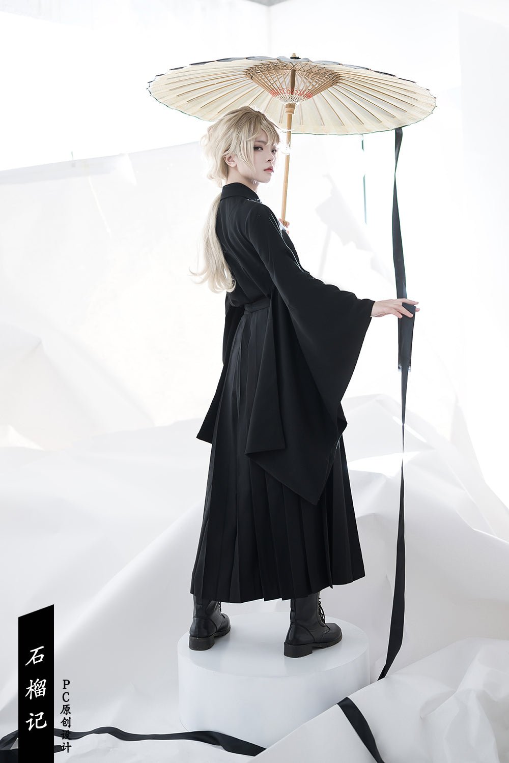 漆黒のチャイナファンタジー仙師風振袖ブラウス - grimoire