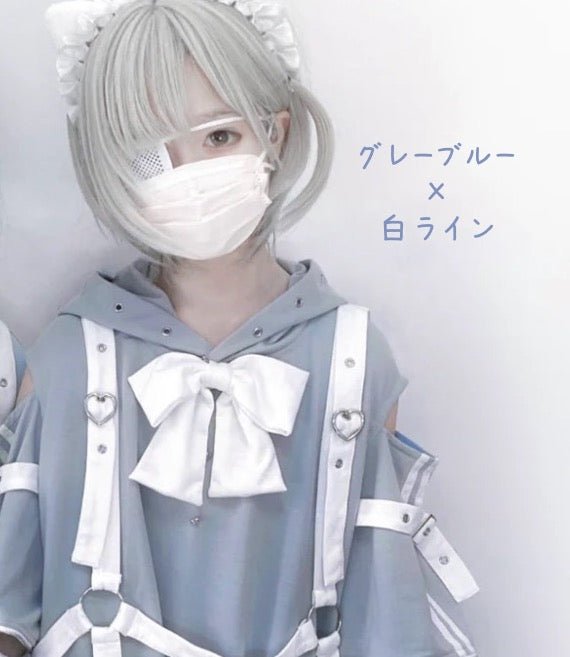 無垢なこねこの、ねこみみオーバーサイズパーカー 水色界隈 天使界隈 サブカル系 - grimoire
