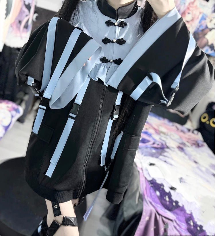 サブカルチャイナ チャイナ天使界隈 水色界隈と蛍光グリーンジャケット セットアップ - grimoire